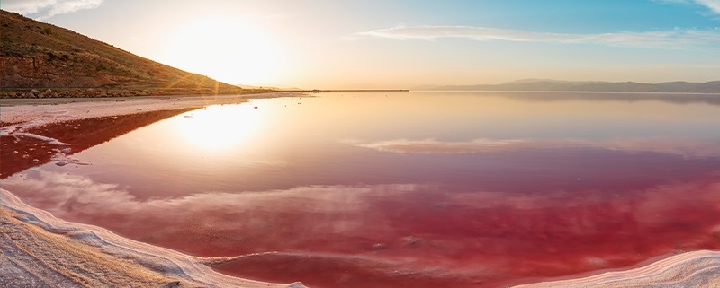 pink lake in iran