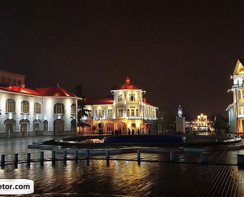 rasht municipality mansion in an autumn night