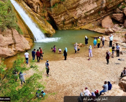 تفریح و شنا در آبشار نوژیان لرستان