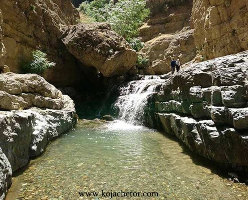 انتهای آبشار هفت چشمه در روستای ارنگه جاده چالوس