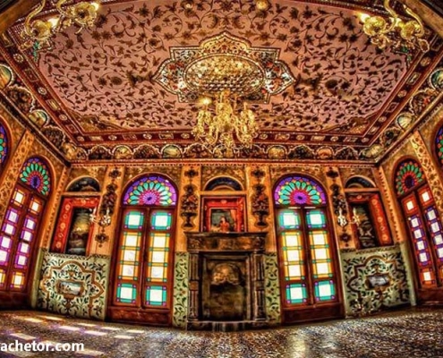 golestan-palace-tehran-(8) فضای داخلی کاخ و در و پنجره های رنگی کاخ گلستان