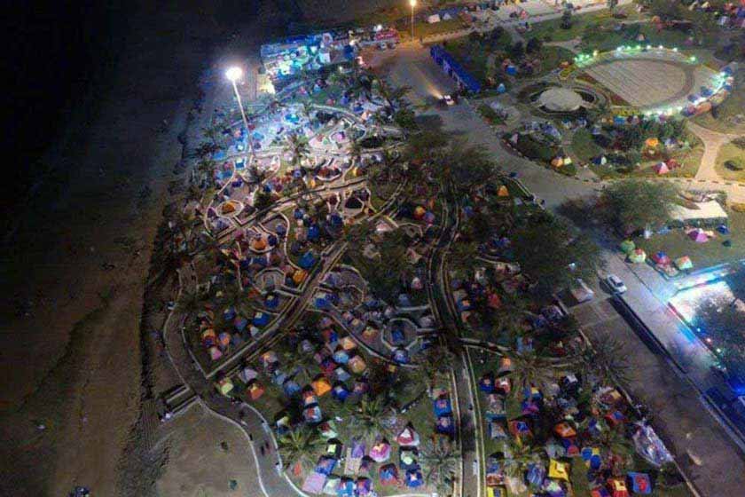 جاهای دیدنی قشم در شب 7 پارک سینما دریا قشم در شب